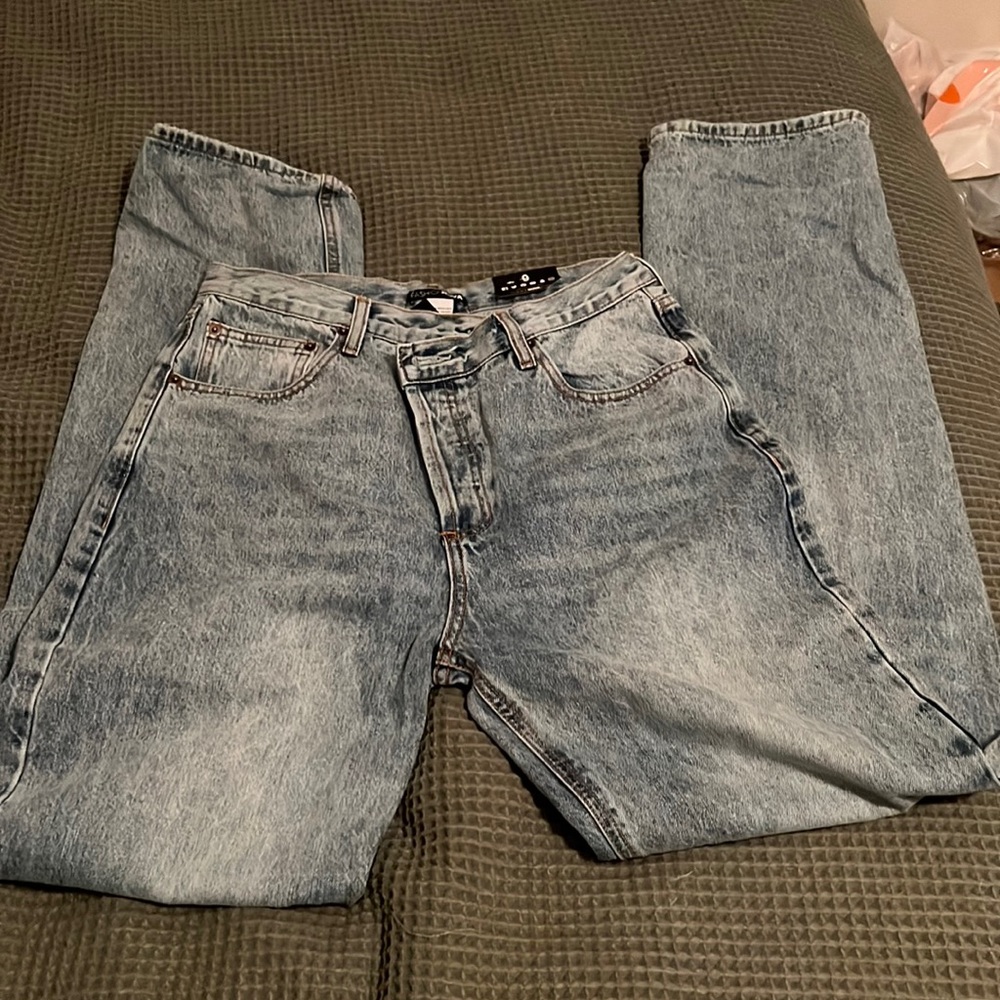 Fashion Nova Tall Crossover button straight leg jeans